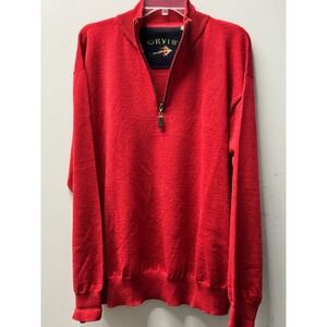 Orvis 100% Merino Wool Quarter Zip Sweater Mens XL Red Pullover Mock Neck Warm